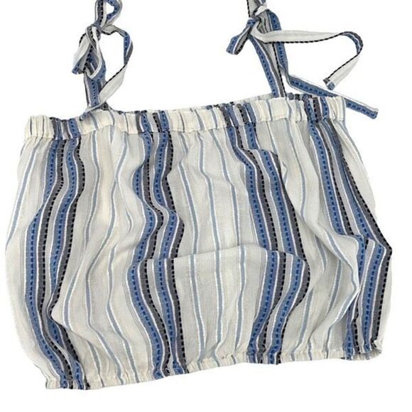 Cato Womens Crop Top Tank Cami‎ Striped Tie Shoulder Blue White Size Large - Picture 1 of 8